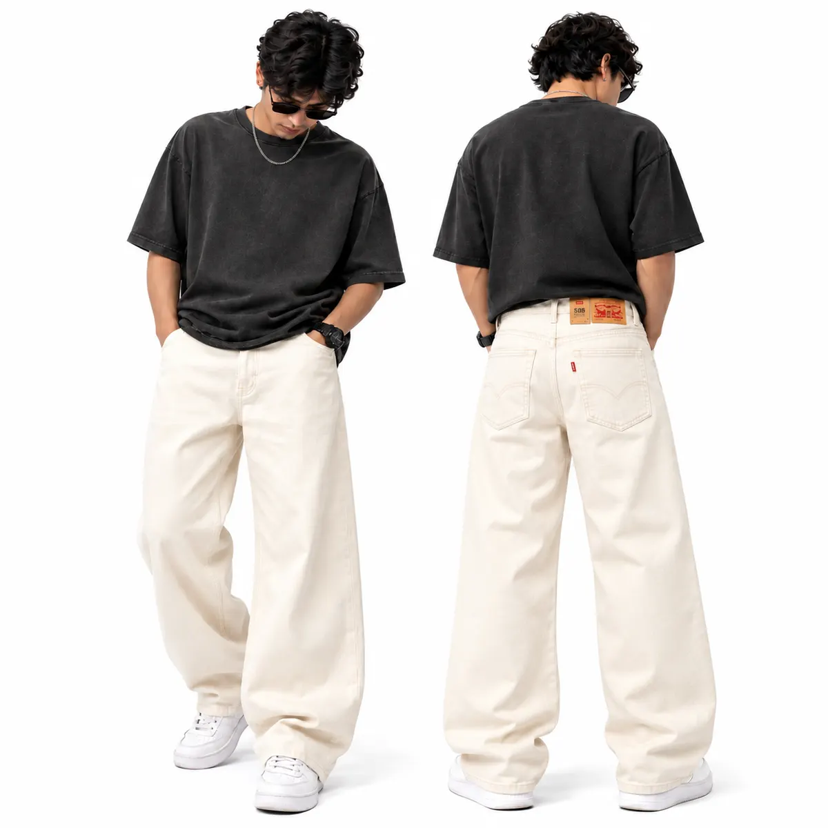 men-s-beggy-jeans-white-485-1 Men's Beggy Jeans -White - Image 1